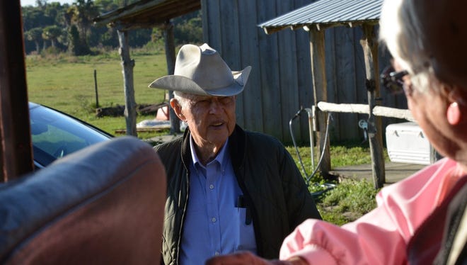 Bud Adams greets guests to the Adams Ranch.