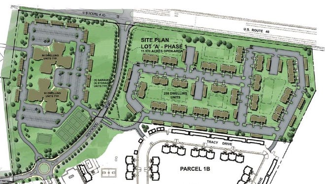 The next two phases of Rockwood apartments will be located between the existing apartments on the  site plan in white and Pulaski Highway.
