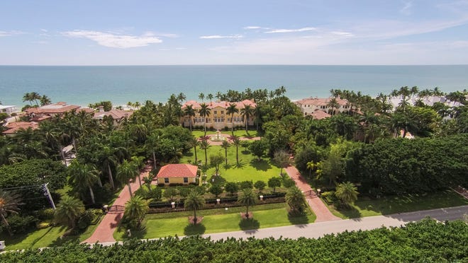 This five-bedroom, eight-bathroom, 15,996-square-foot house at 3100 Gordon Drive has 277 feet of beachfront.