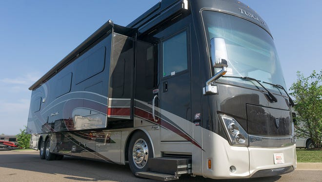 Many RVs have bump-outs that significantly increase space when parked.