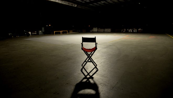A directors chair sits in an empty studio at Millennium Studios in Shreveport. 
