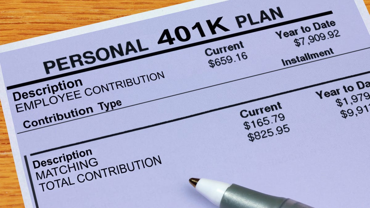 401(k) statement showing matching contribution and total contribution