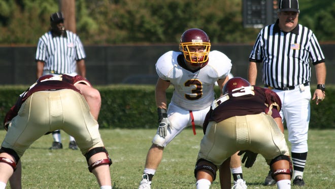 Matt Barnes (3), a former Salisbury University football player, is now the linebackers coach at the University of Maryland College Park.