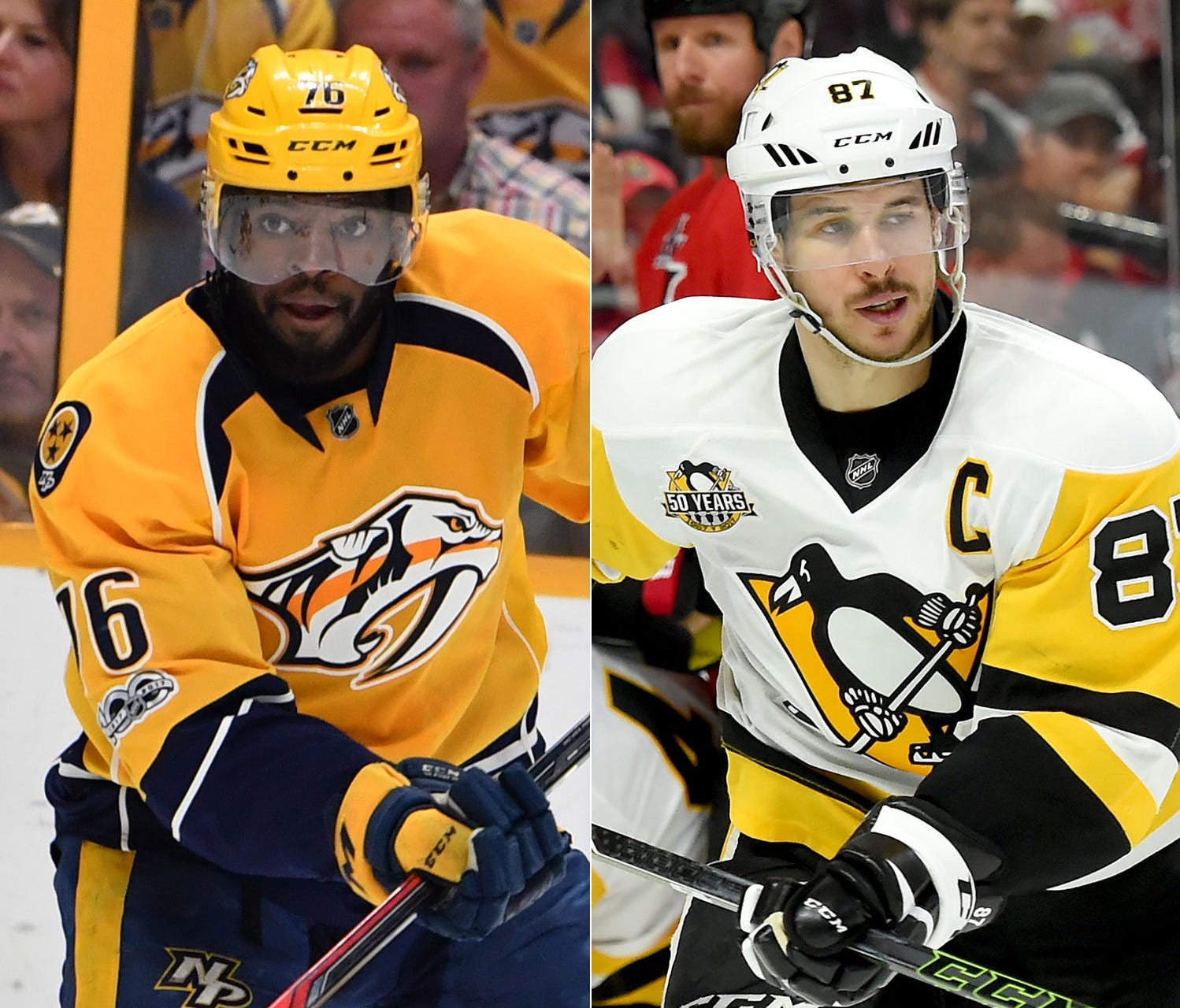 Predators defenseman P.K. Subban (left) and Penguins center Sidney Crosby (right) will see a lot of each other in the Stanley Cup Final.