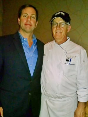 Wine representative Matt Branca (left) with the Westin Executive Chef Joel Delmond at the recent wine dinner featuring Franciscan wines.