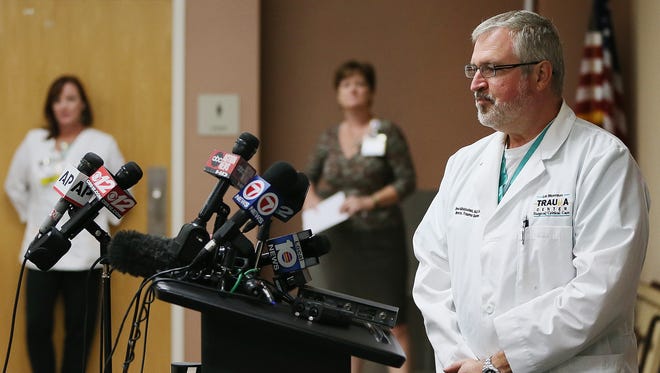 "In terms of gunshot wound victims, this is the worst I've ever seen," says Dr. Drew Mikulaschek of the fatal shooting Monday at Club Blu nightclub in Fort Myers. Mikulaschek and fellow Lee Memorial Hospital doctors treated 16 victims.