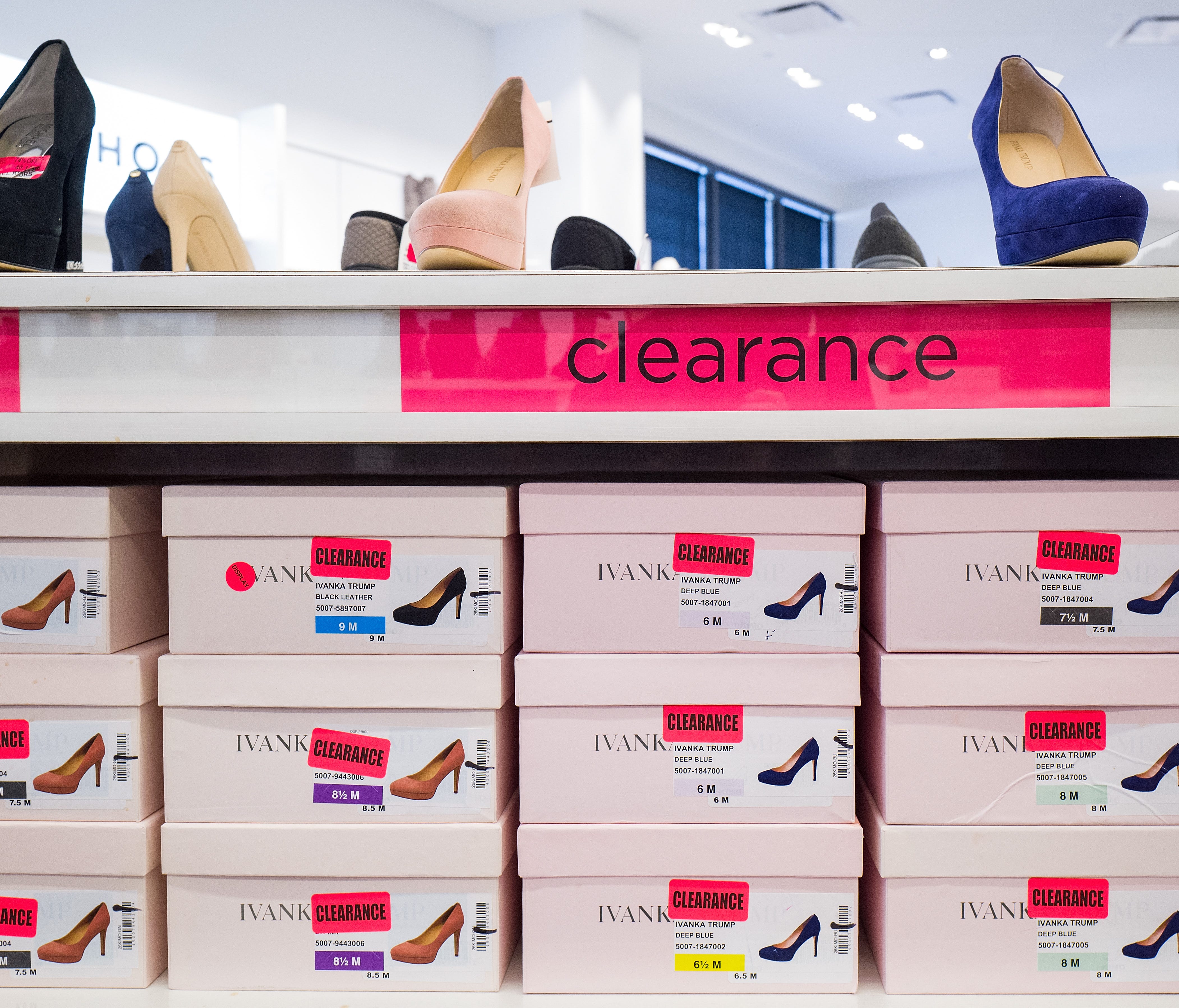 vanka Trump brand high heels are on sale in the clearance section at the Century 21 department store in New York City last week.
