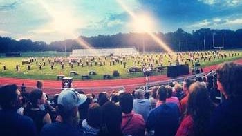 Jackson Jaguar Band takes the field in 2014.