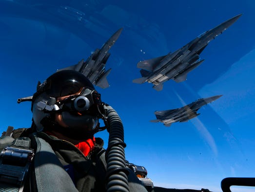 This handout photo taken and released by the US Air