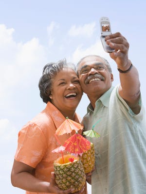 Senior couple taking a selfie