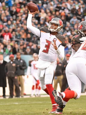 Tampa Bay Buccaneers quarterback Jameis Winston (3) throws a pass against the Philadelphia Eagles at Lincoln Financial Field.