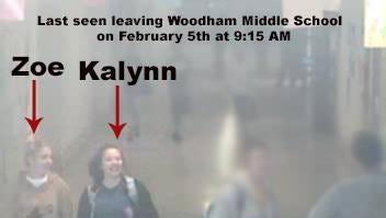 The Escambia County Sheriff's Office is searching for Kalynn D'Anne Meshell and Zoe Nicole Mckinzie. The girls were last seen together walking out of Woodham Middle School at 9:15 a.m. Monday.