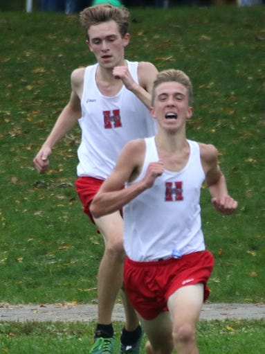 Hamilton's Michael Swope and Evan Selin (rear) near