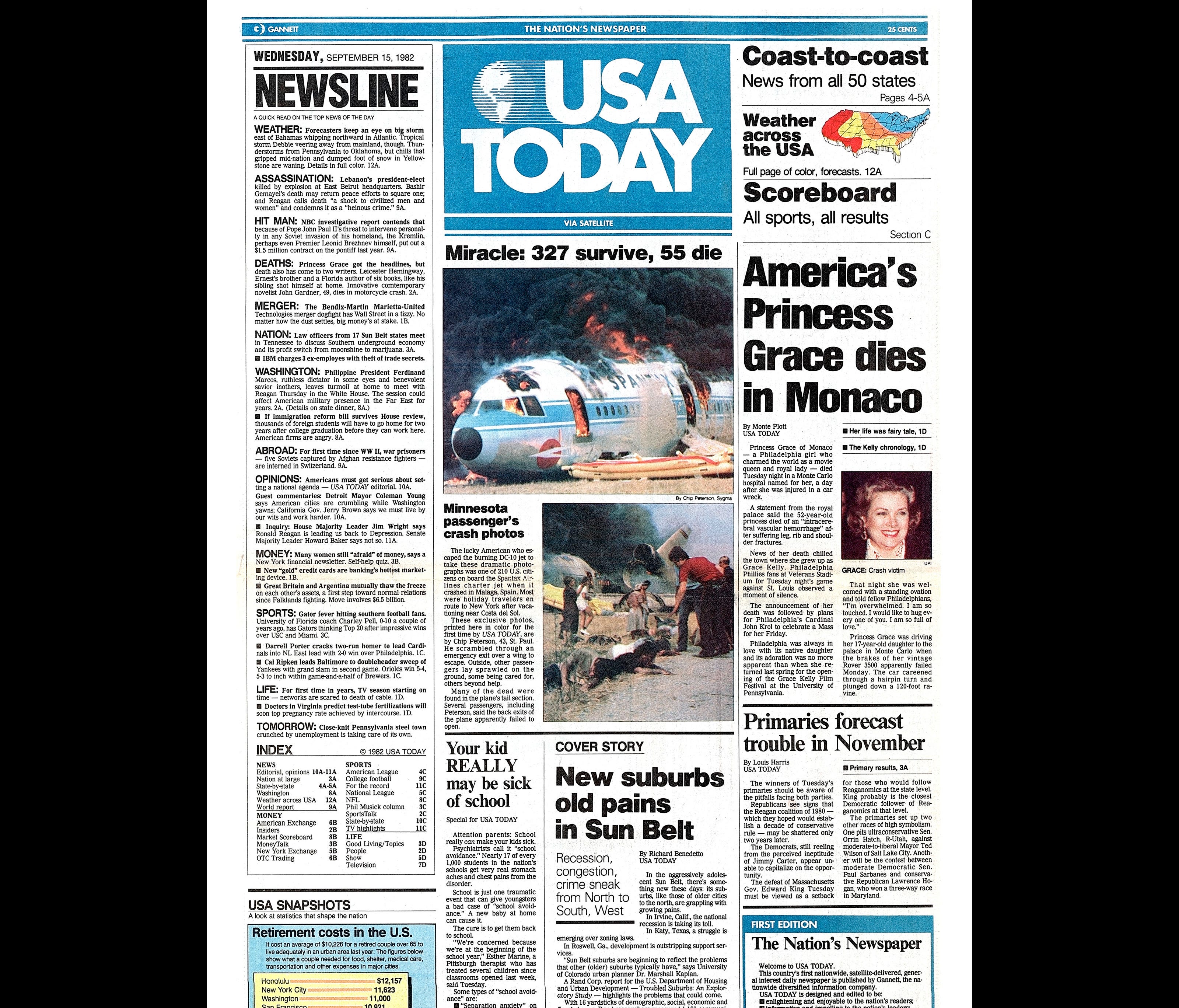 First edition of USA TODAY published Sept. 15, 1982.