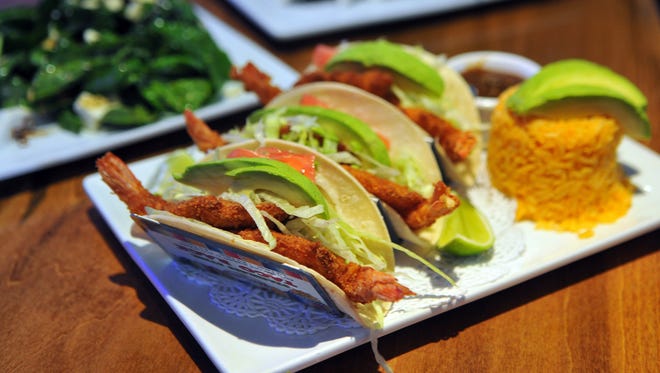 Shrimp taco's on the menu at a new Mexican restaurant Tequila Azul at the Avenue Viera .
