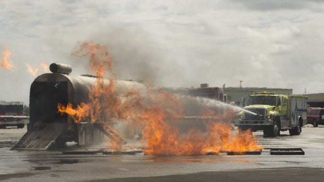 Images from a live fire training event Tuesday at the Vero Beach Regional Airport.   