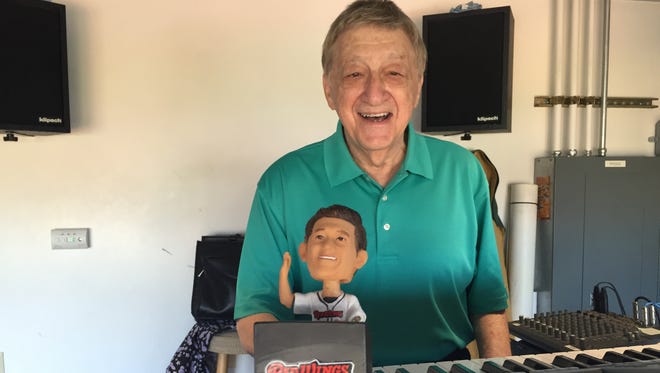 Fred Costello, the Rochester Red Wings organist, was honored for his 40 years of service to the club. He also was featured as the bobblehead giveaway.