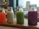 A flight of fresh-pressed juices ($10) at The Garden