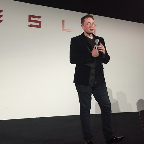 CEO Elon Musk at a Tesla product event.