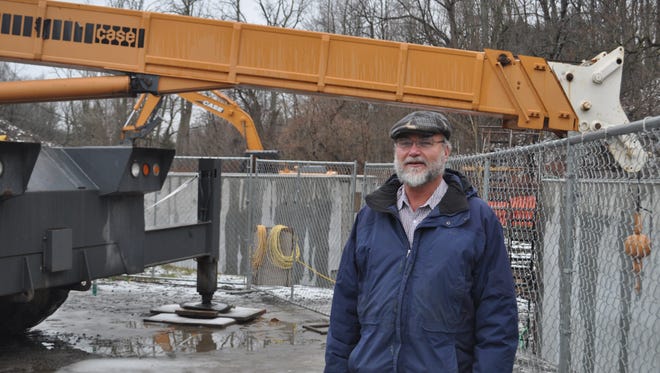 Trumansburg Mayor Marty Petrovic on the construction site for the village's $6.2 million wastewater treatment plant expansion and upgrade. Work is on schedule, the project should be complete by September, Petrovic said.