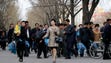 People on the street in Pyongyang on April 10, 2017.