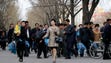 People on the street in Pyongyang on April 10, 2017.