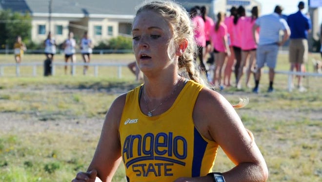 Angelo State University senior Kelsey Warren finished 10th at the LSC Championships last year.