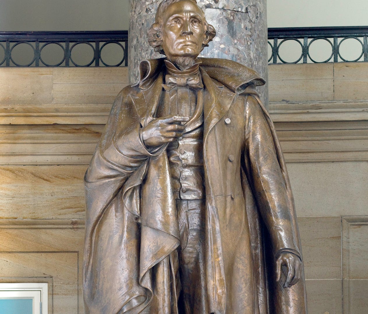 This statue of Jefferson Davis, the president of the Confederate States of America, is one of two chosen in the 1930s to be featured in the U.S. Capitol as representing the state of Mississippi.