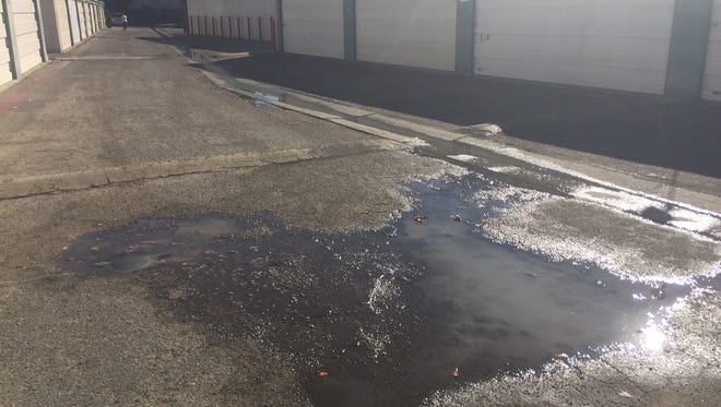 A spill was reported Saturday when a sewer line at a Santa Paula apartment complex became backed up.