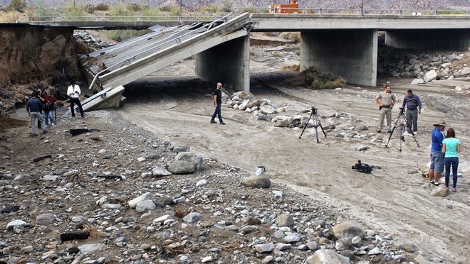 The Tex Wash Bridge on Interstate 10 collapsed on Sunday afternoon. I-10 is now closed indefinitely in the area in both directions, forcing drivers between Palm Springs and Phoenix to find alternate routes.