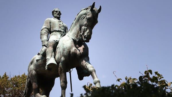 The statue of Confederate Gen. Robert E. Lee...
