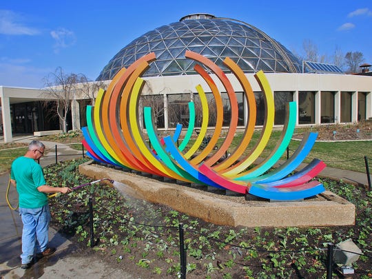Botanical Garden Rainbow Sculpture Reinstalled In Des Moines