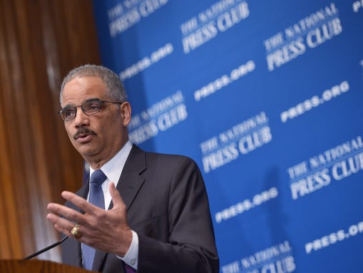 U.S. Attorney General Eric Holder speaks on criminal