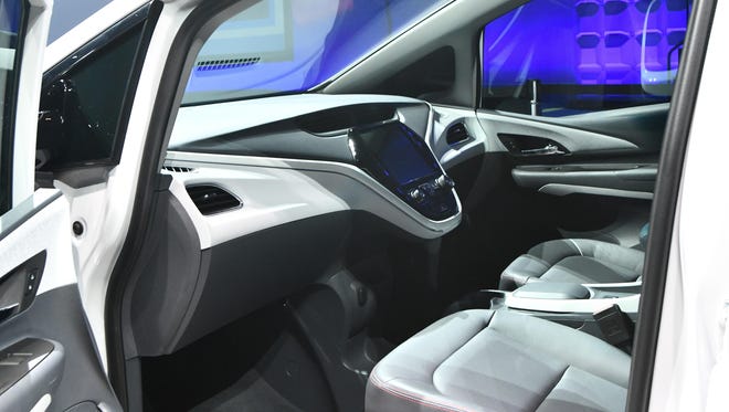 The interior of the GM Cruise Autonomous car, at Cobo Center in Detroit, Michigan on April 12, 2018.