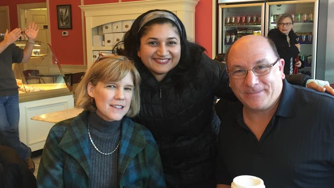 Executive editor Traci Bauer, Rajni Menon and Ken Valenti at the Scarsdale lohud coffee chat