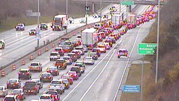 Traffic is usually extremely heavy on Interstate-894, but it gets even worse, when there is a crash as was the case when this photo was taken.
