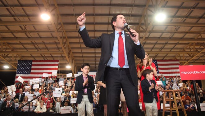 Senator Marco Rubio and his supporters gather during the Florida Kick-Off Rally at the Ronald Reagan Equestrian Center at Tropical Park in Miami, FL on Tuesday, March 1, 2016 