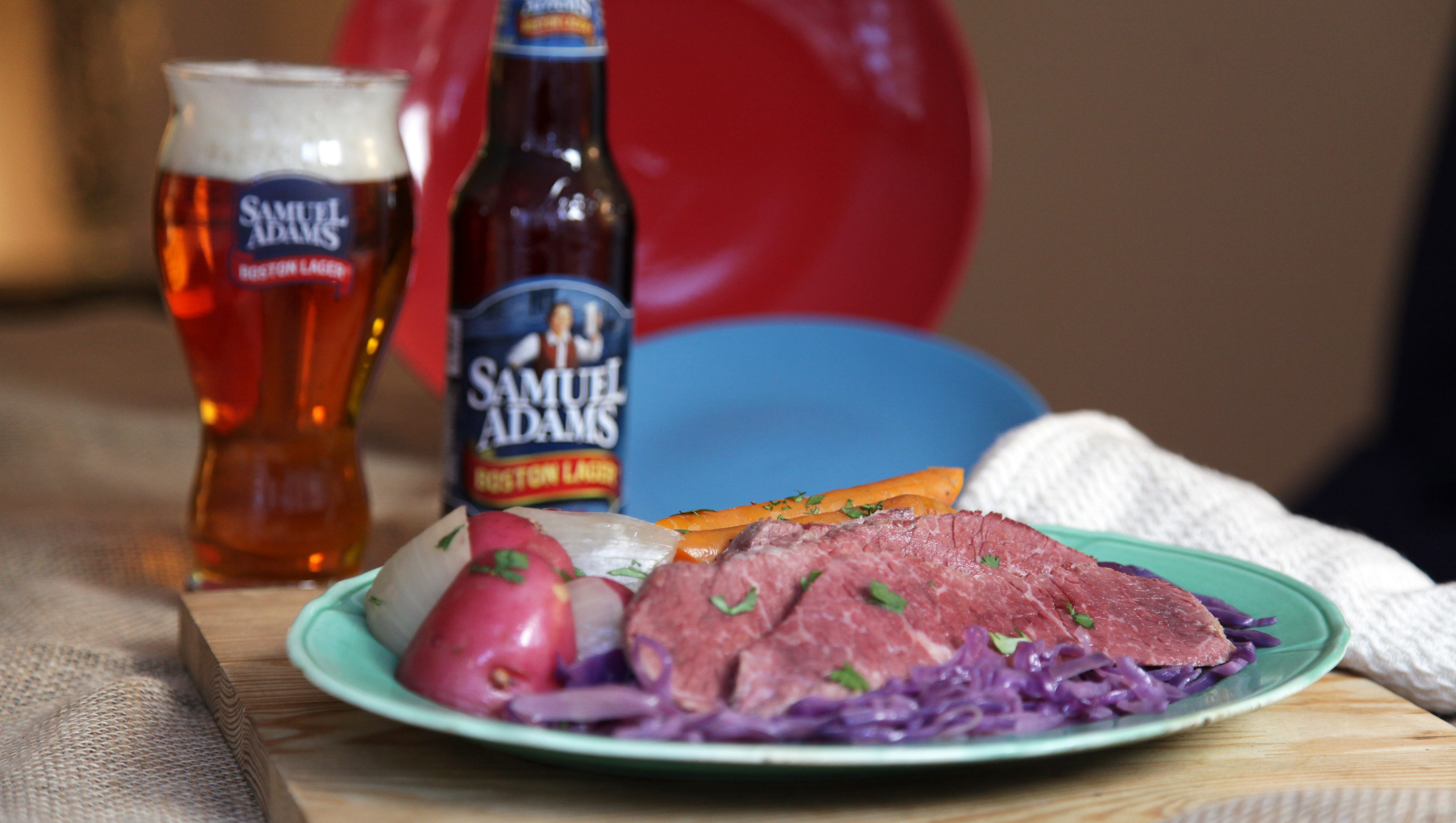 Samuel Adams brew is used to make Brined Corned  Beef and Samuel Adams Beer-Braised Red Cabbage.