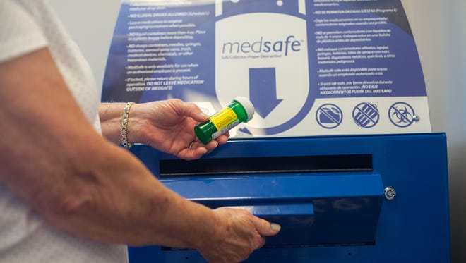 MedSafe receptacle located at Comprehensive Wellness Pharmacy on Dunlop Lane.