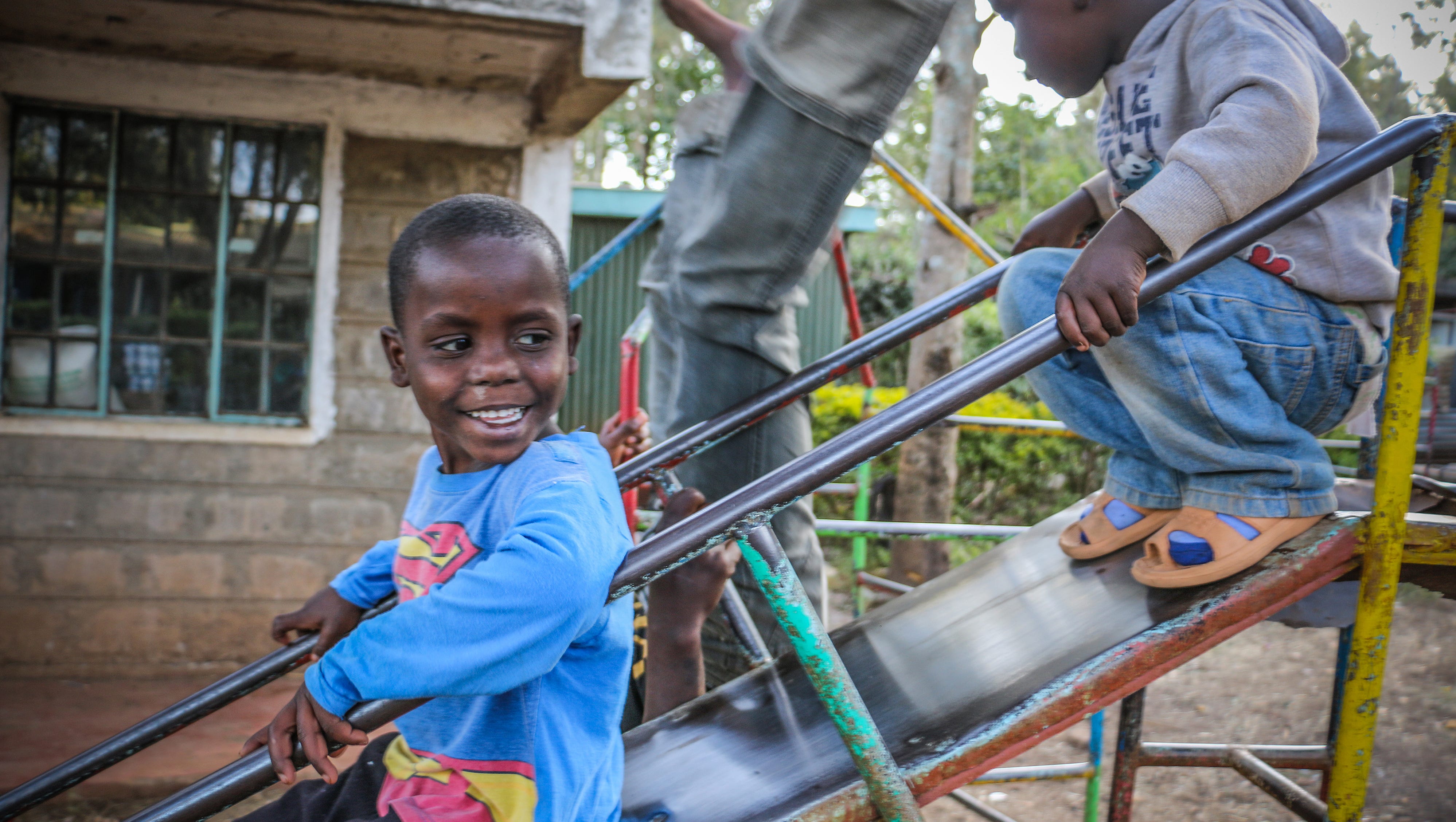 Children play at a shelter outside Nairobi, Kenya, for children identified as at risk of being exploited in the sex trade. 