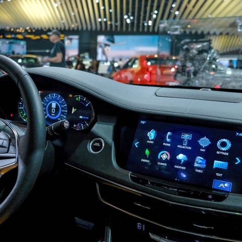 A dashboard of a 2018 Cadillac CTX Plug-In is...