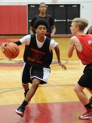 Churchill guard Myron Burnette is pictured during a recent scrimmage.