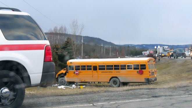 One person was killed when her vehicle collided with a school bus Thursday afternoon in the Town of Veteran.