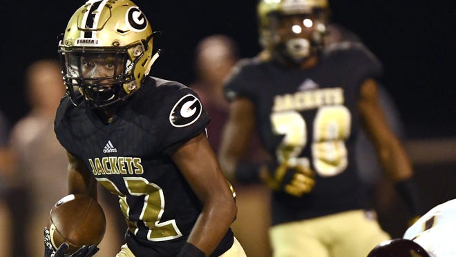 Greer's Dre Williams (22) rushed for 1,766 yards with 14 touchdowns as a junior and helped the Yellow Jackets reach the Class AAAA Upper State final.
