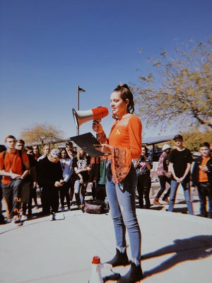 Students from Desert Mountain High School in Scottsdale participate in a walkout protest on  Feb. 22, 2018, in solidarity with Stoneman Douglas High School.