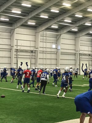 Andrew Luck was back at practice for the Indianapolis Colts on Tuesday.