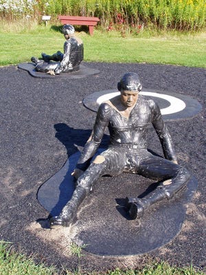 The legacy of Michael Richards, who died during the Sept. 11 collapse of the World Trade Center, includes “Are You Down,” which he created at Franconia Sculpture Park in Minnesota. The sculpture, to honor Tuskegee Airmen during World War II, was created in fiberglass and then cast in bronze.