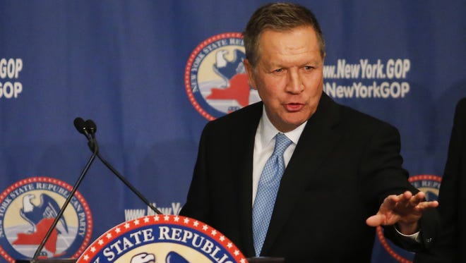 John Kasich speaks at the annual New York State Republican Gala on April 14, 2016, in New York City.