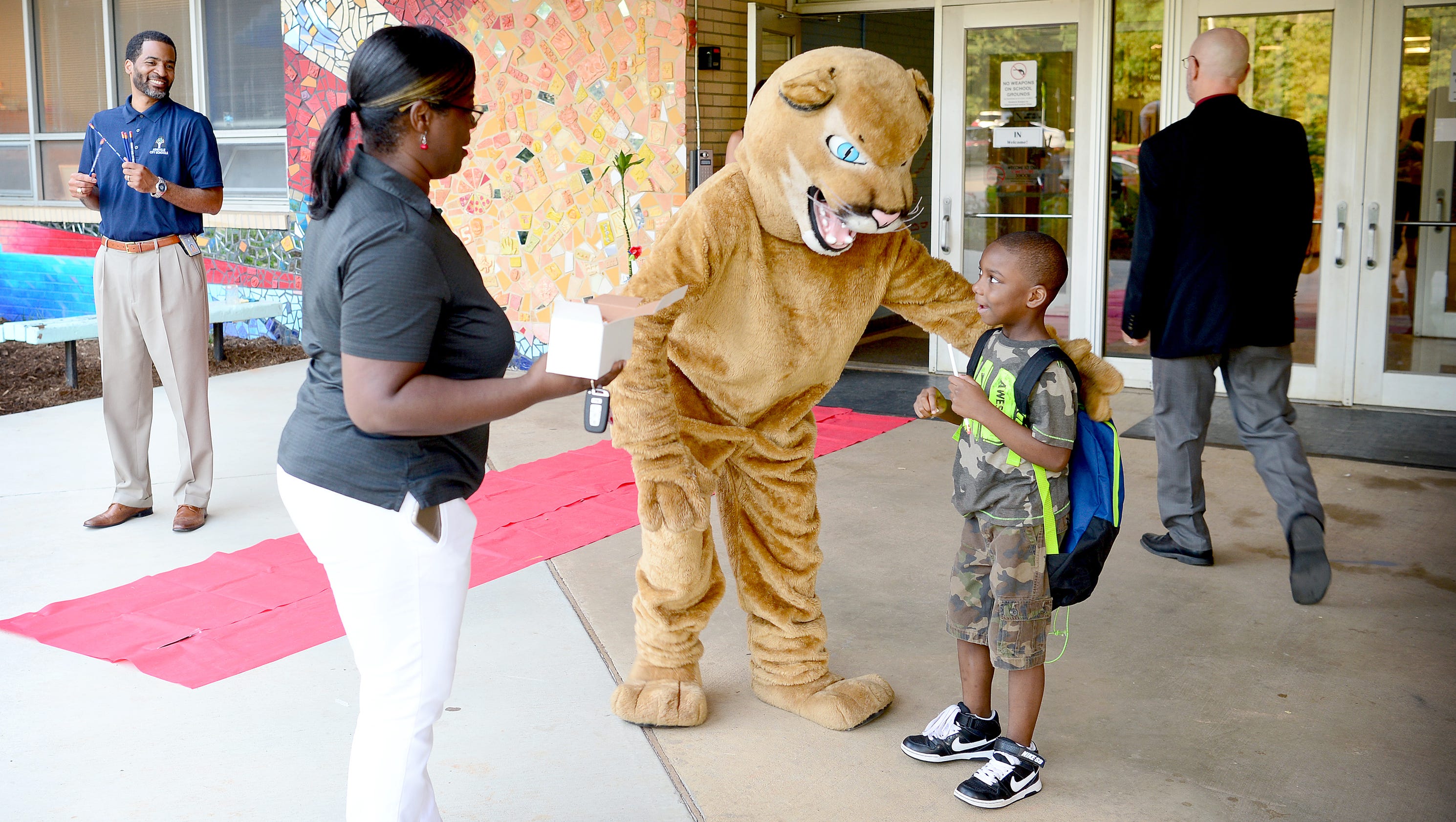 First day arrivals at Hall Fletcher Elementary