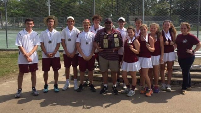 The Pensacola boys and girls tennis teams celebrate the 2016 District 1 Championship. Both teams clinched their first trip to the Florida High School State Tennis Championships.
